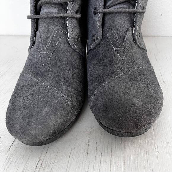 Toms Desert Wedge Castlerock grey ankle Booties lace up size 8 - Picture 5 of 11